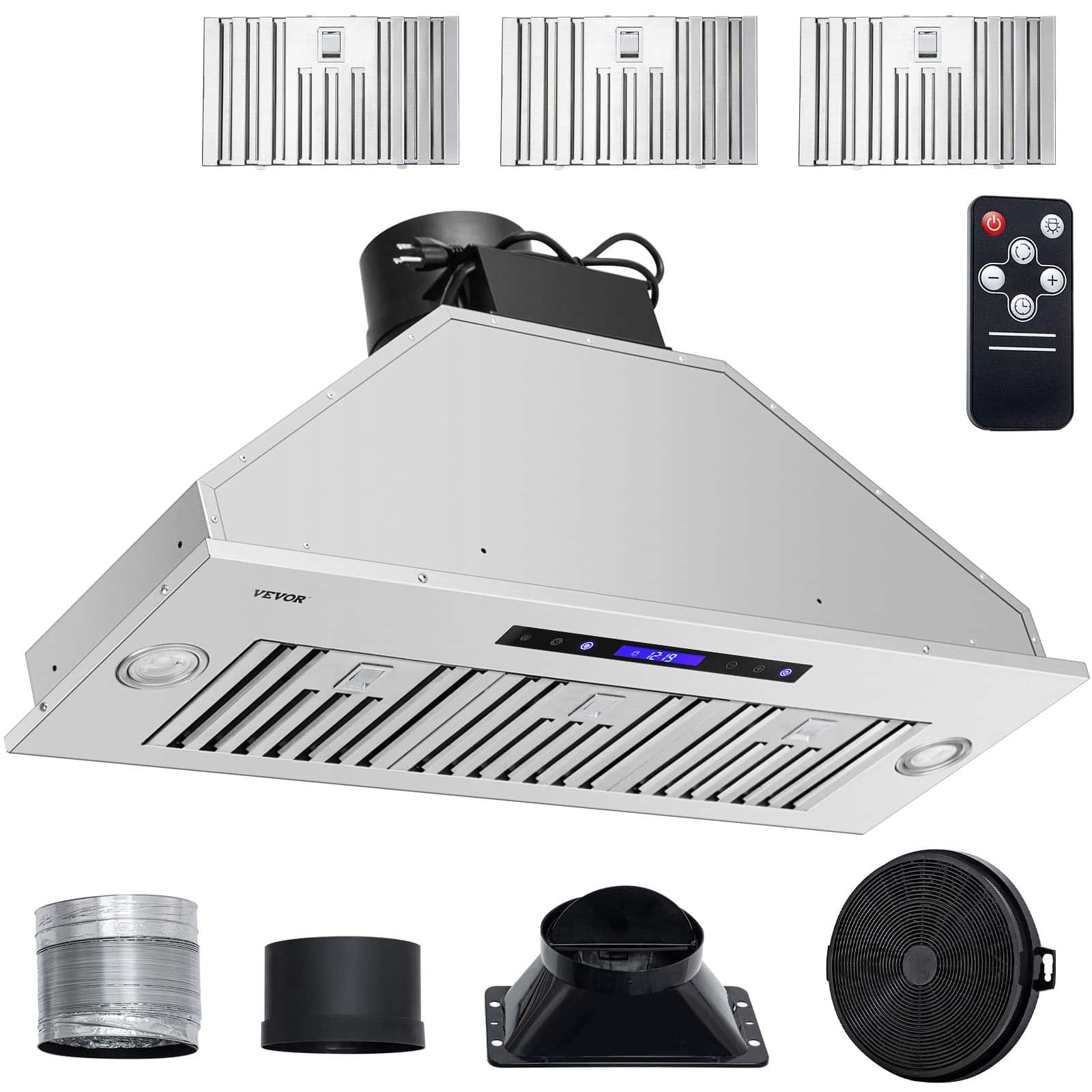 VEVOR - 12 inches - Convertible & Recirculating - Range Hood Insert - Silver