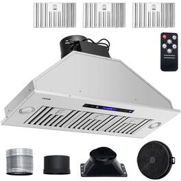 VEVOR - 12 inches - Convertible & Recirculating - Range Hood Insert - Silver