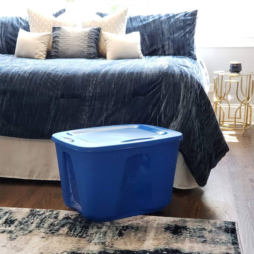 Alt View 7. Homz - Homz 18 Gallon Standard Plastic Storage Container with Secure Lid, Blue, 8 Pack - Blue.