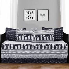 Hivvago - Stripes Llama Cactus Southwest 6 Piece Lightweight Daybed Cover Set - Navy White