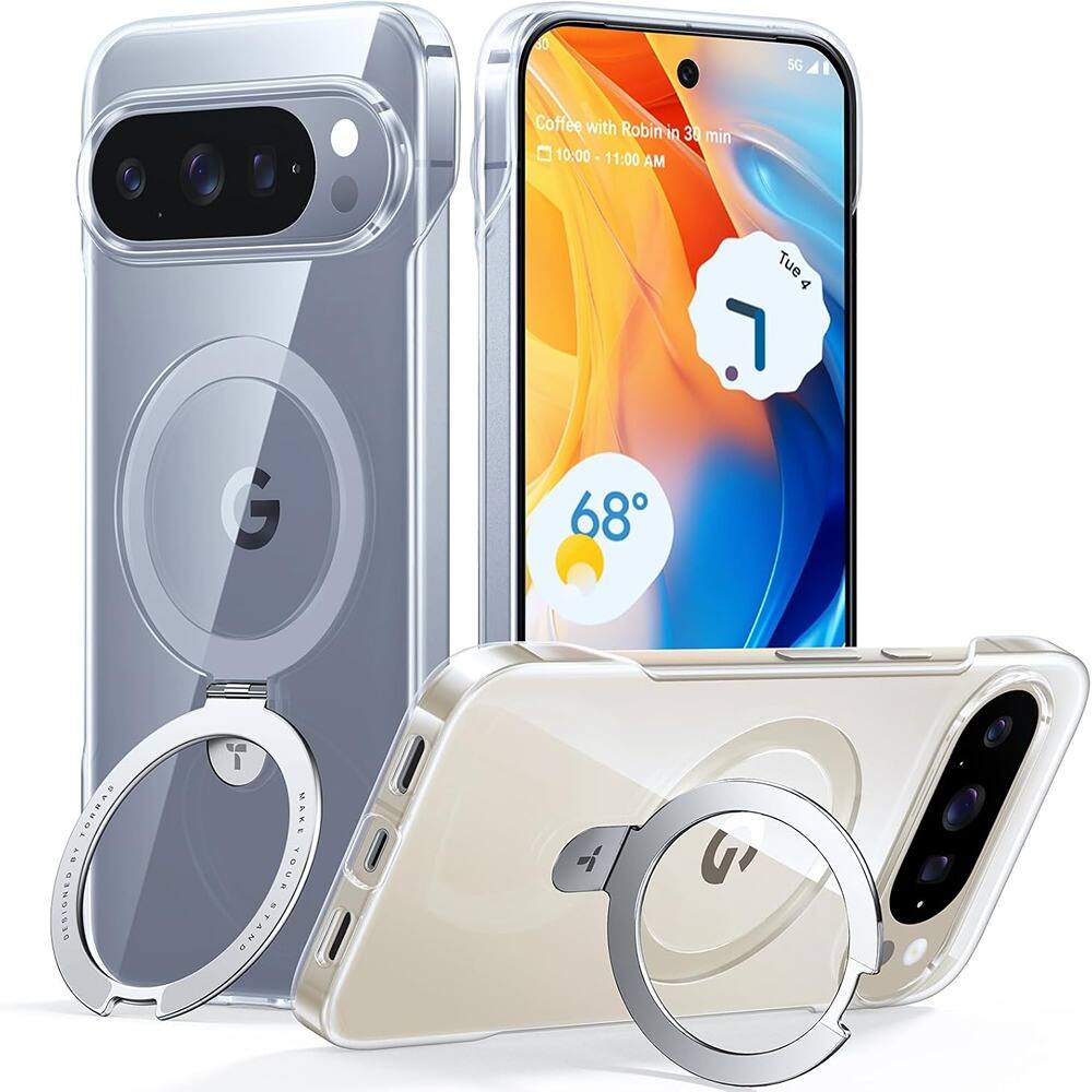 MOSZAR LLC - Slim Magnetic Stand for Google Pixel 10 Pro Case/Pixel 10 Case - Clear