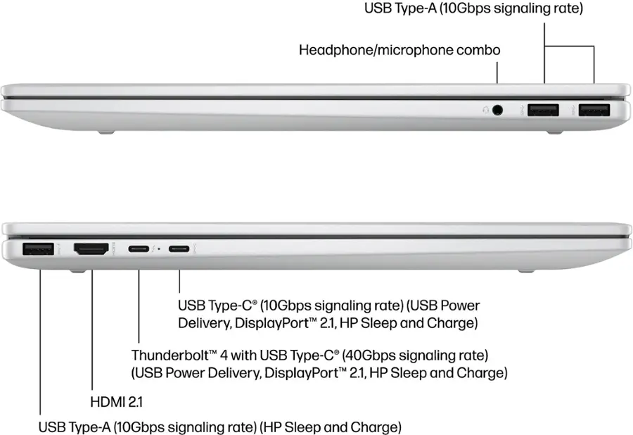 Alt View 10. HP - Envy 17.3" Full HD Touch-Screen Laptop - Intel Core Ultra 7 - 16GB Memory - 1TB SSD - Glacier Silver.
