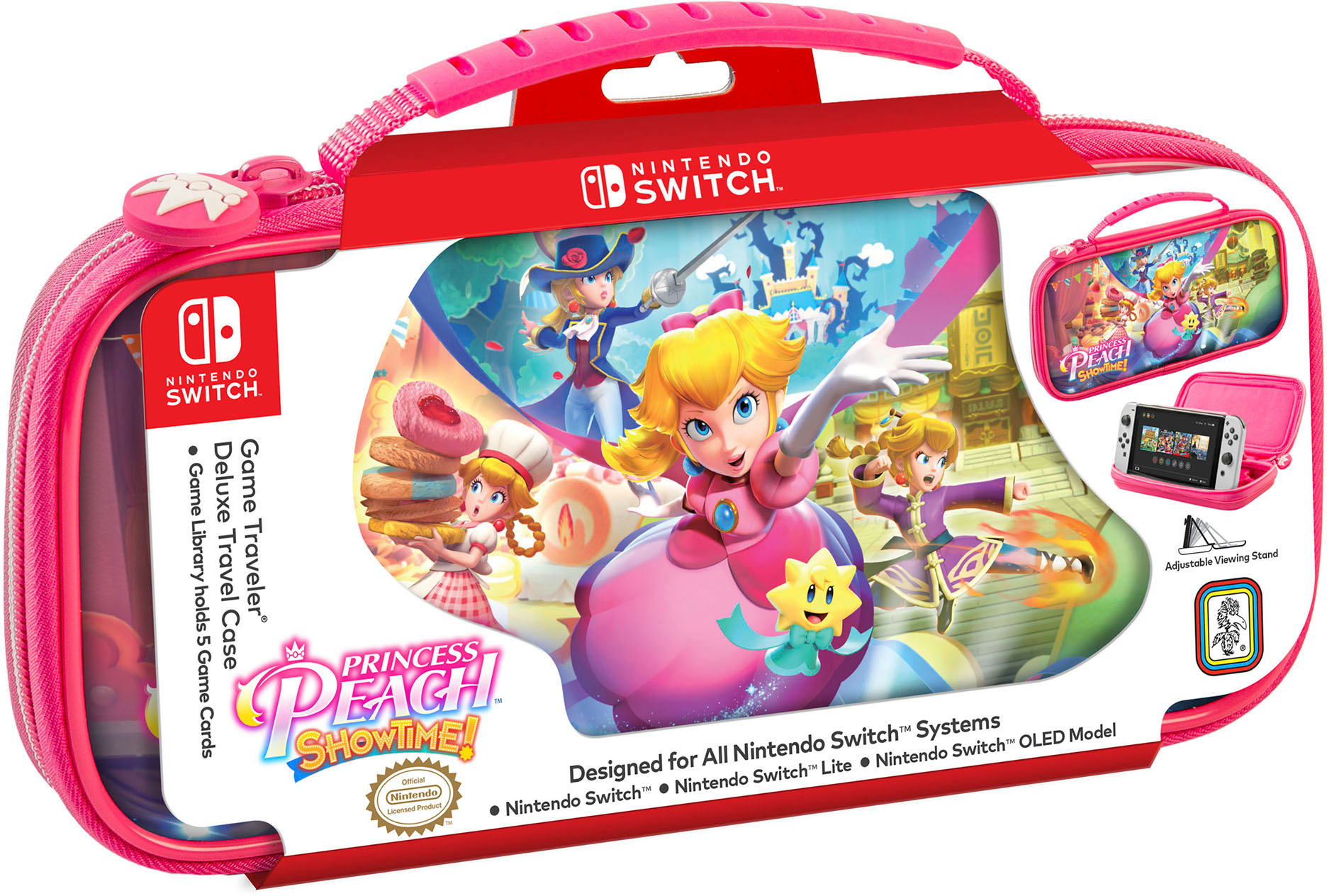 RDS Industries - Nintendo Switch Game Traveler Deluxe Princess Peach ShowTime Travel Case - Pink