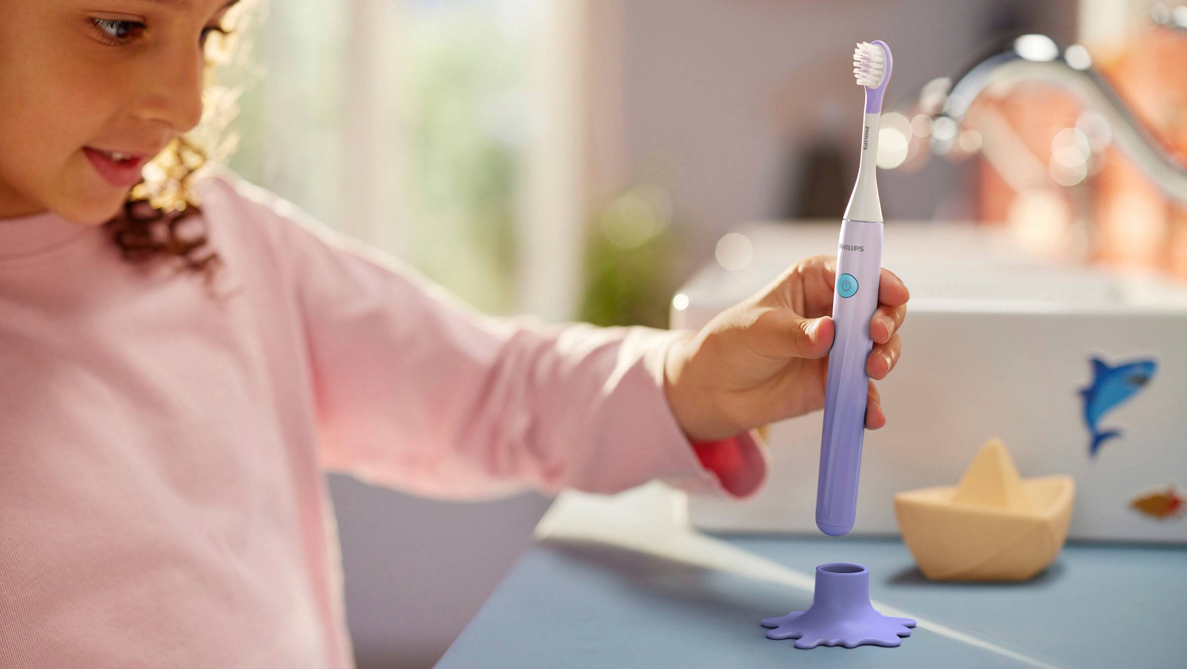 Alt View 18. Philips - Philips One for Kids Battery Toothbrush - Gradient Purple Fade.