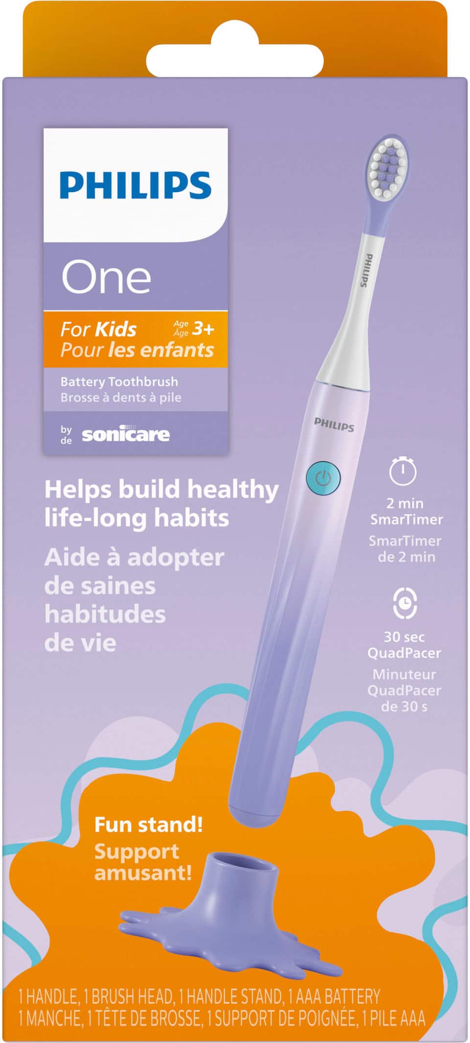 Alt View 31. Philips - Philips One for Kids Battery Toothbrush - Gradient Purple Fade.