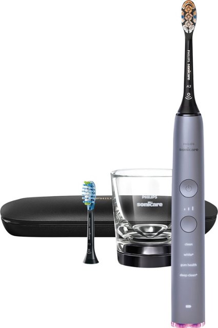 Angle. Philips Sonicare - Philips Sonicare DiamondClean Smart Electric, Rechargeable Toothbrush for Complete Oral Care – 9300 Series - Grey.