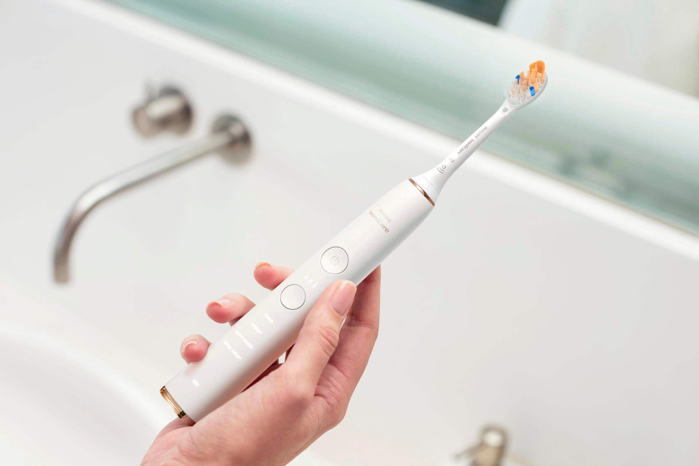 Alt View 12. Philips Sonicare - Philips Sonicare DiamondClean Smart Electric, Rechargeable Toothbrush for Complete Oral Care - 9300 Series - Rose Gold.