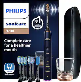 Philips Sonicare - DiamondClean Smart Electric, Rechargeable toothbrush with Charging Travel Case, and 8 Brush Heads - Lunar Blue