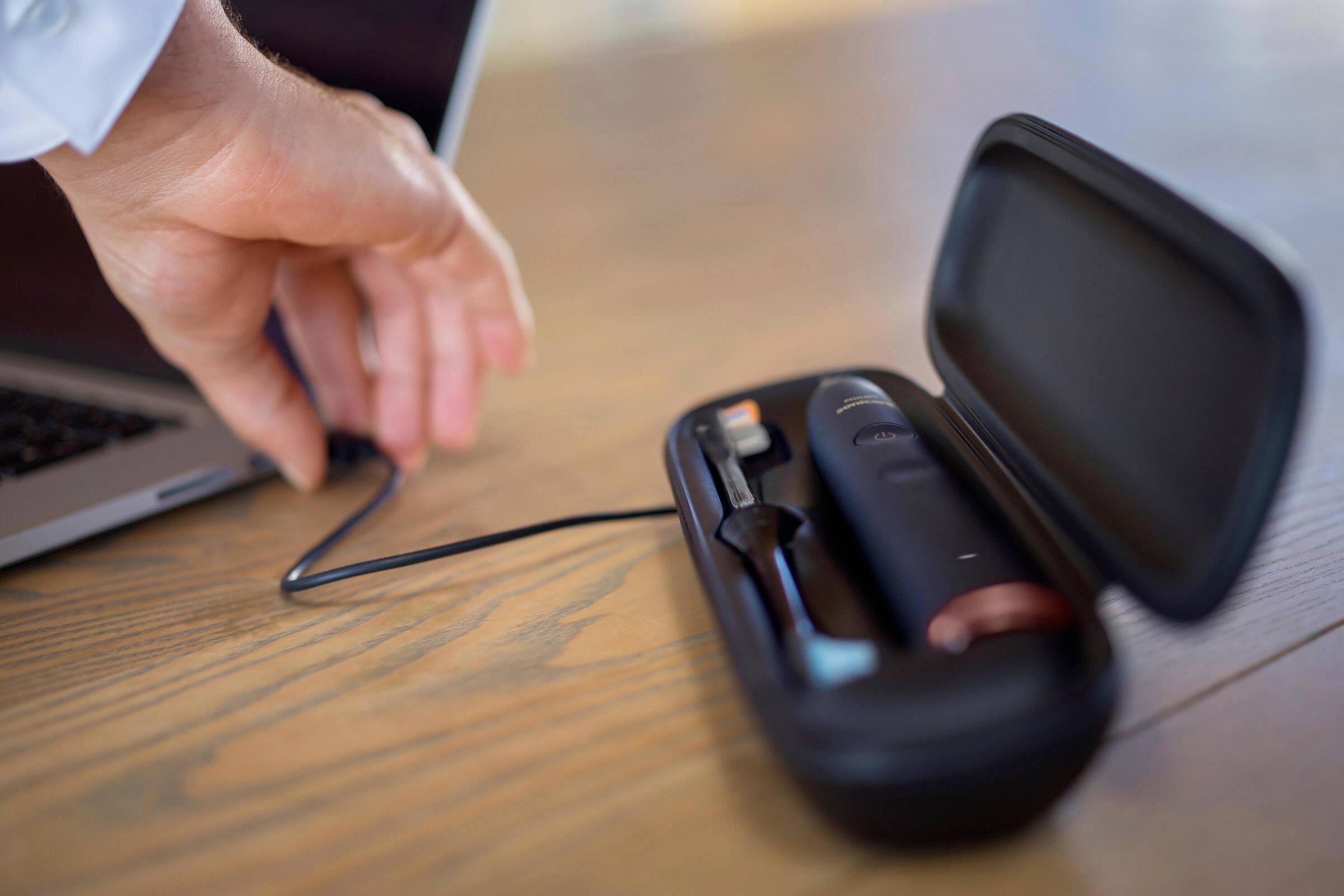 Alt View 14. Philips Sonicare - Philips Sonicare DiamondClean Smart Electric, Rechargeable toothbrush with Charging Travel Case, and 8 Brush Heads - Lunar Blue.