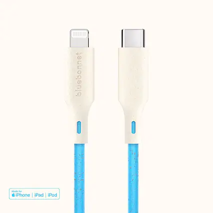 Front. Bluebonnet - 4' USB-C to Lightning Charging Cable - Blue.