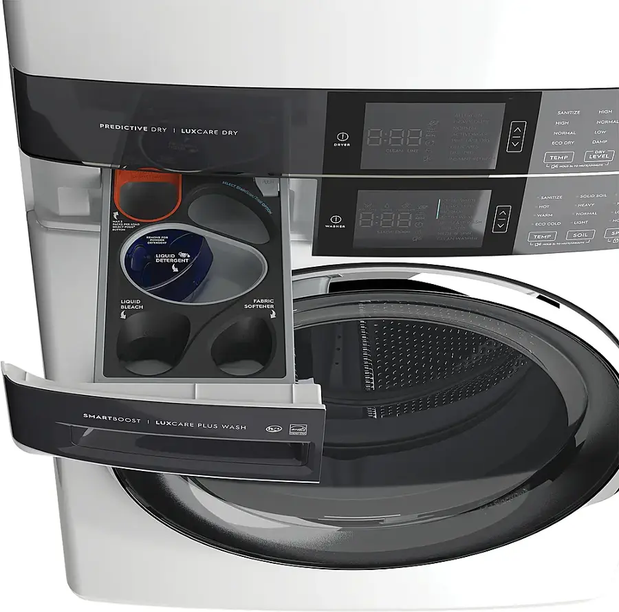 Alt View 14. Electrolux - Laundry Tower Single Unit Front Load 4.5 Cu. Ft. Washer & 8 Cu. Ft. Electric Dryer - White.