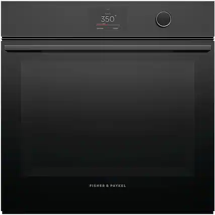 Front. Fisher & Paykel - 24" Built-in Single Electric Convection Wall Oven with 3 Cu. Ft. Oven Capacity - Black.