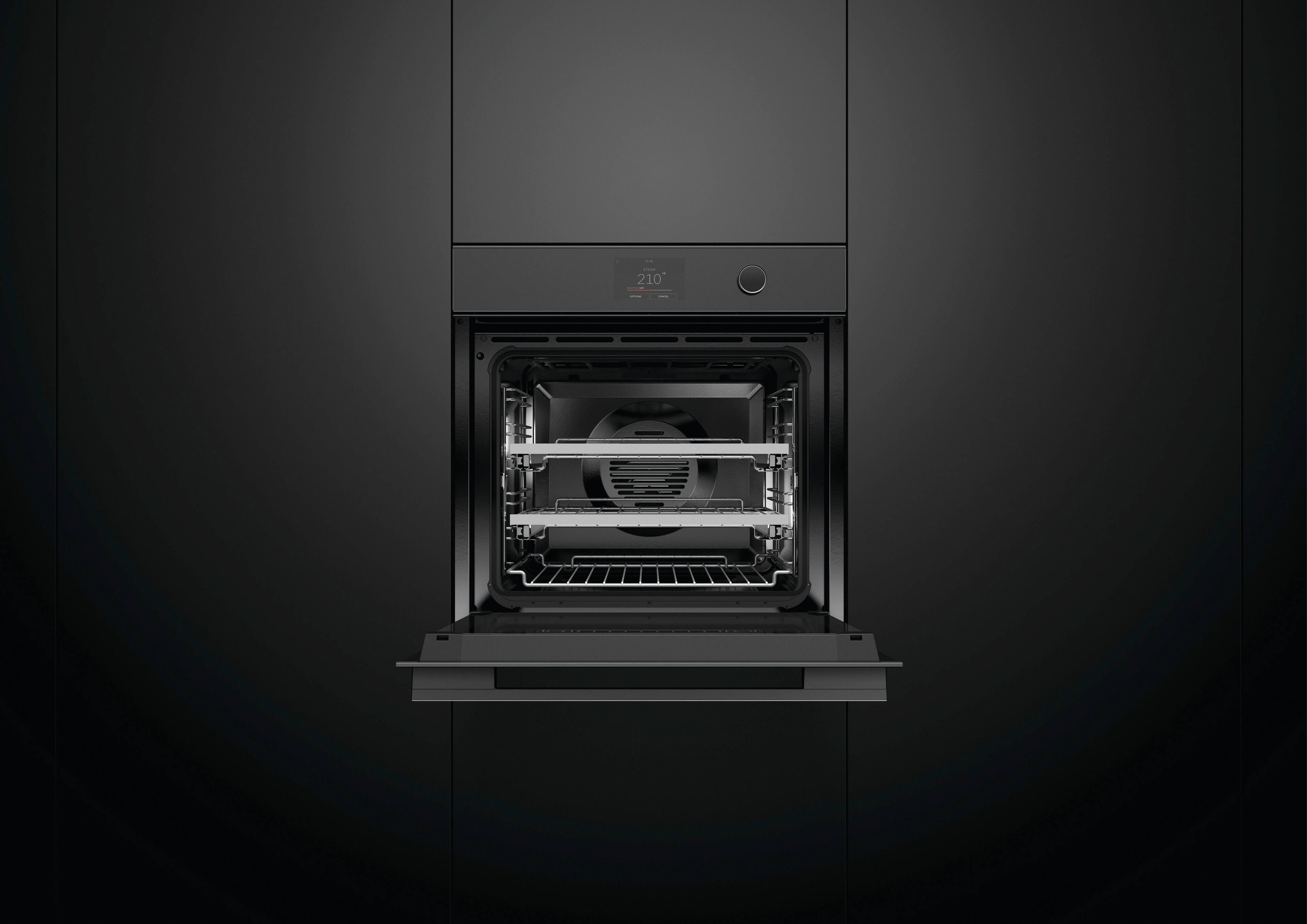Alt View 12. Fisher & Paykel - 24" Built-in Singel Electric Combination Steam Wall Oven with 3 Cu. Ft. Oven Capacity - Black.