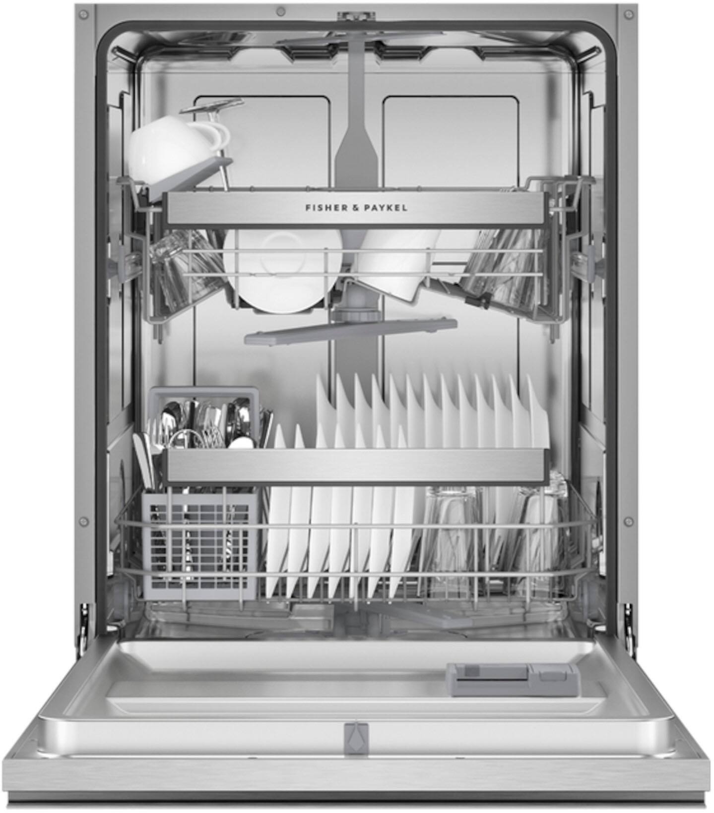 Alt View 12. Fisher & Paykel - 24-in Front Control Built-in Dishwasher - Stainless Steel - Silver.