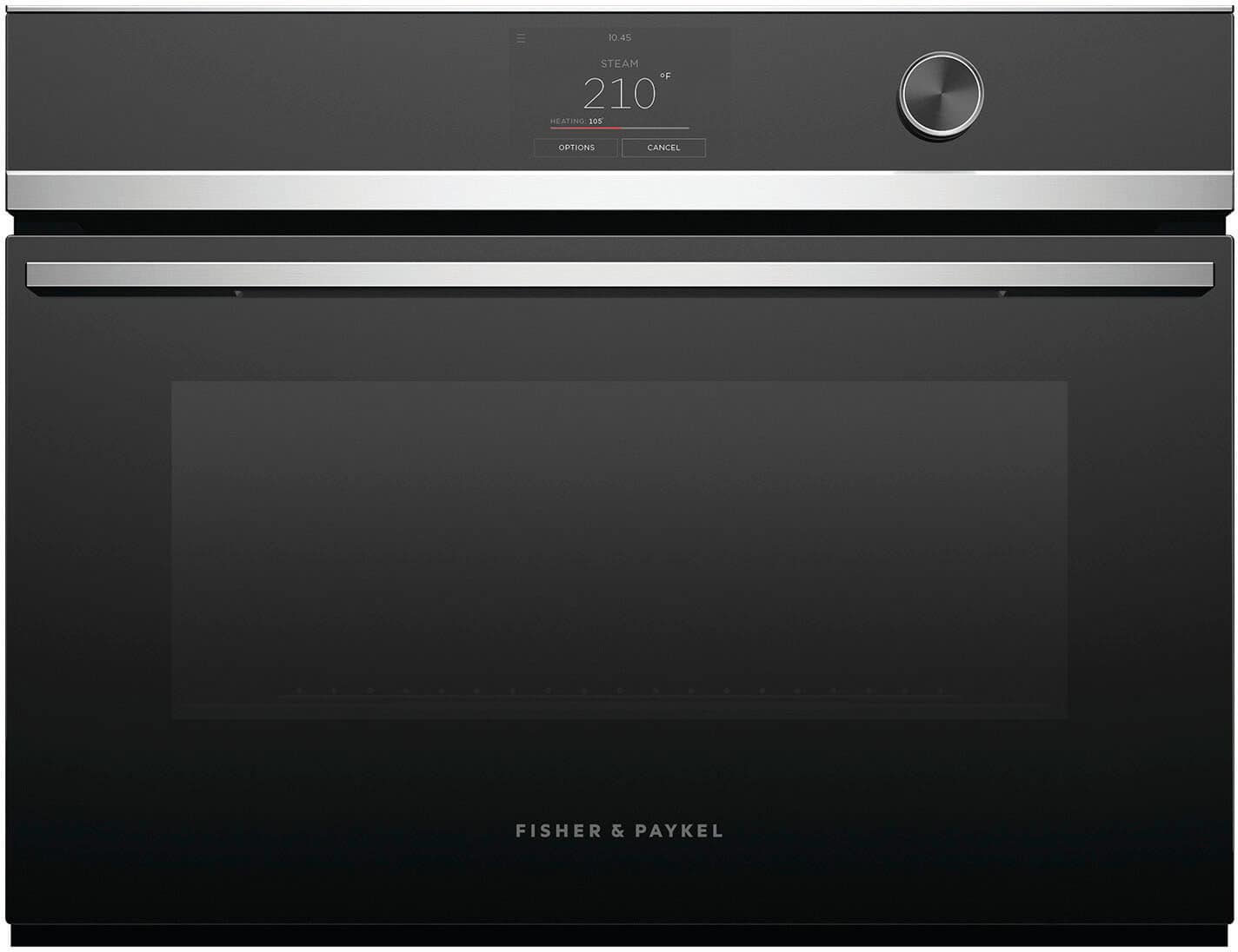 Front. Fisher & Paykel - 24" Built -in Single Electric Convection Combination Steam Wall Oven with 1.6 Cu. Ft. Oven Capacity - Black.