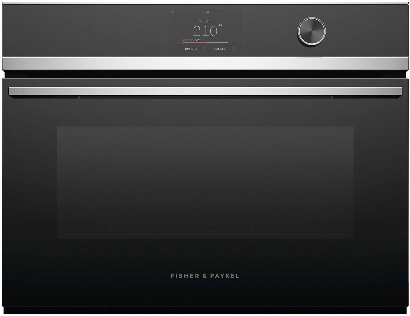 Fisher & Paykel - 24" Built -in Single Electric Convection Combination Steam Wall Oven with 1.6 Cu. Ft. Oven Capacity - Black