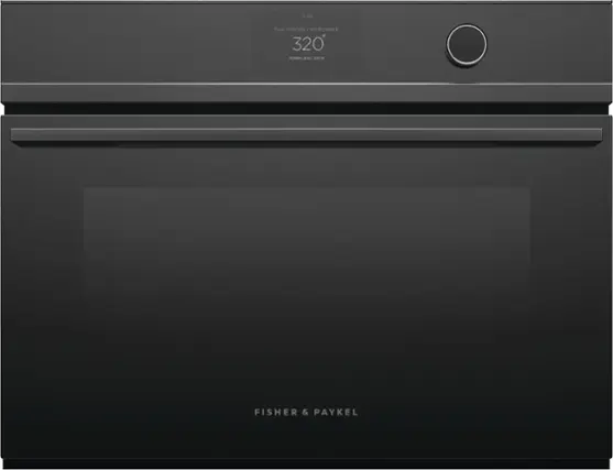 Front. Fisher & Paykel - 24" Built -in Single Electric Convection Combination Steam Wall Oven with 1.9 Cu. Ft. Oven Capacity - Black.