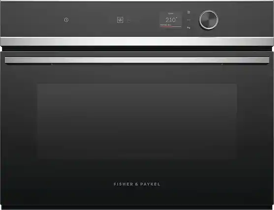 Front. Fisher & Paykel - 24" Built -in Single Electric Convection Combination Steam Wall Oven with 1.9 Cu. Ft. Oven Capacity - Stainless Steel.
