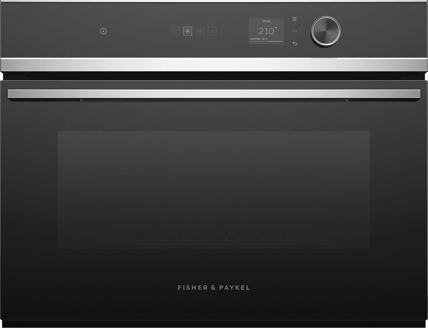 Front. Fisher & Paykel - 24" Built -in Single Electric Convection Combination Steam Wall Oven with 1.9 Cu. Ft. Oven Capacity - Stainless Steel.