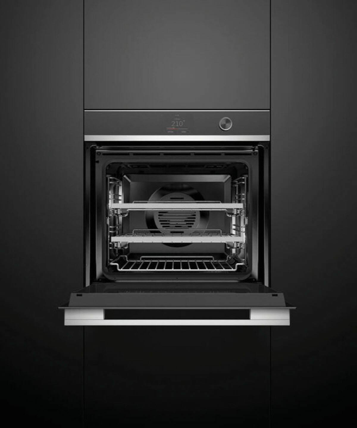 Alt View 13. Fisher & Paykel - 24" Built-in  Single Electric Combination Steam Wall Oven with 2.5 Cu. Ft. Oven Capacity - Silver.