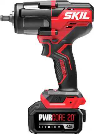Angle. Skil - SKIL PWR CORE 20 Brushless 20V 1/2 In. Mid-Torque Impact Wrench Kit - Black/Red.