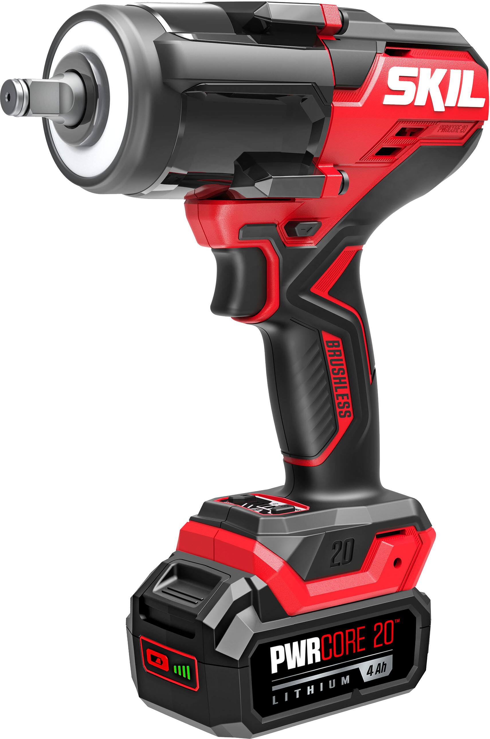 Alt View 11. Skil - SKIL PWR CORE 20 Brushless 20V 1/2 In. Mid-Torque Impact Wrench Kit - Black/Red.