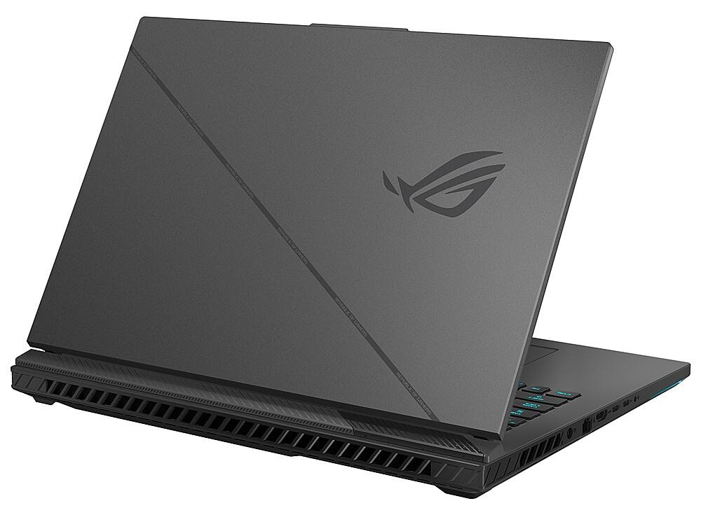 The image features a black laptop computer with a silver Asus logo on the back. The laptop is open and ready for use.