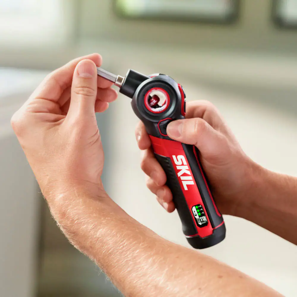 Alt View 16. Skil - SKIL Twist 2.0 Rechargeable 4V Screwdriver with Pivoting Head, Torque Setting, USB-C Charging Cable & 2PC Bit Set - red/black.