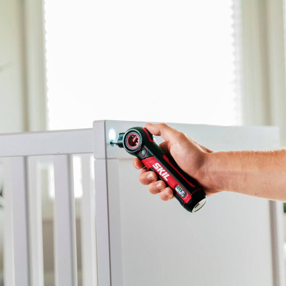 Alt View 17. Skil - SKIL Twist 2.0 Rechargeable 4V Screwdriver with Pivoting Head, Torque Setting, USB-C Charging Cable & 2PC Bit Set - red/black.