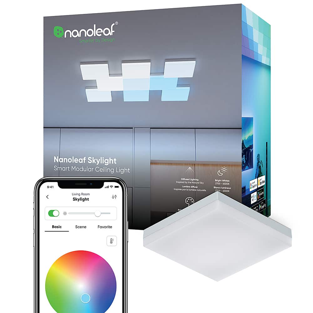 Front. Nanoleaf - Nanoleaf Skylight - Smart LED Flush Mount Indoor Ceiling Light Fixture Expansion Pack (1pk) - Modular & Color Changing - Multicolor.