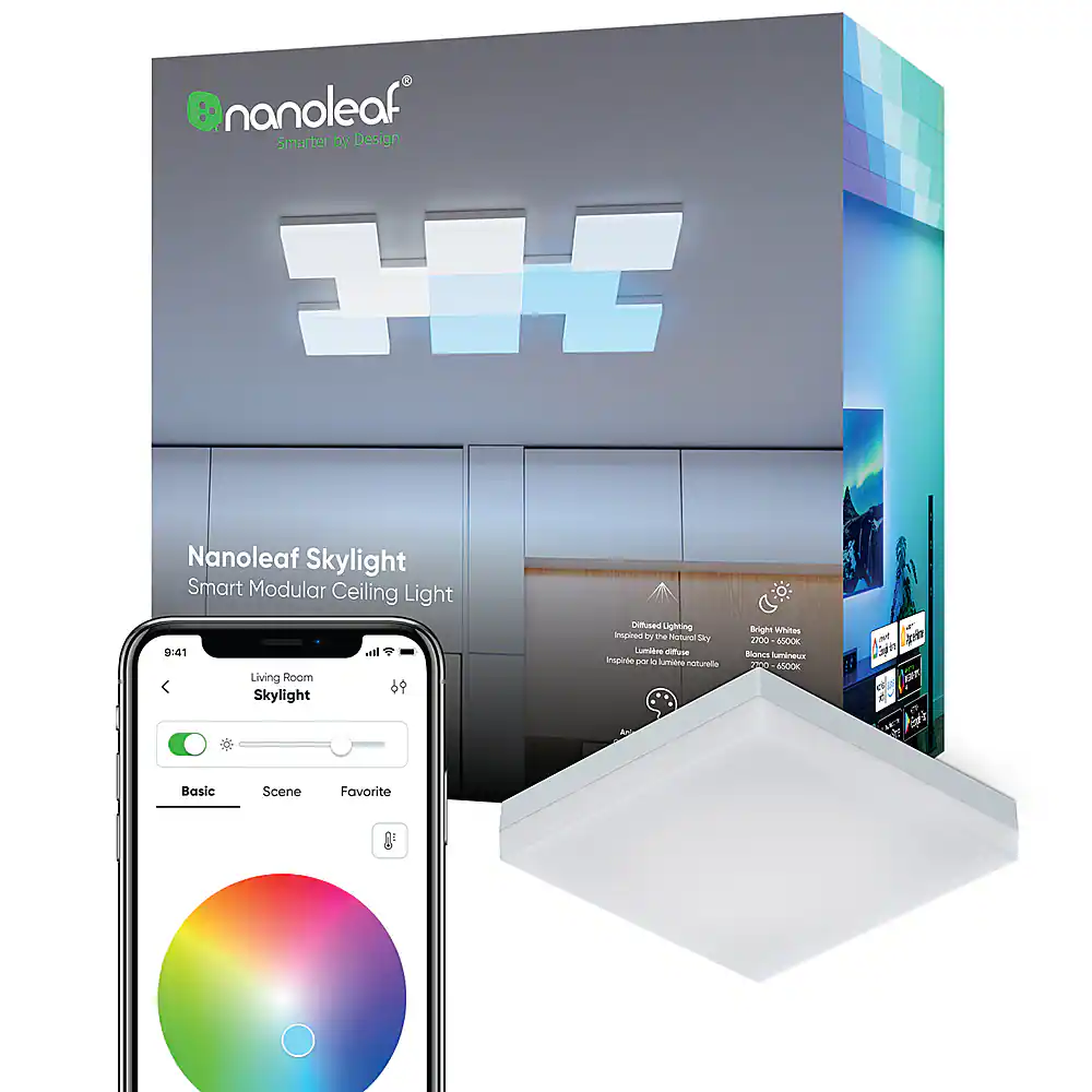 Nanoleaf - Skylight - Smart LED Flush Mount Indoor Ceiling Light Fixture Expansion Pack (1pk) - Modular & Color Changing - Multicolor