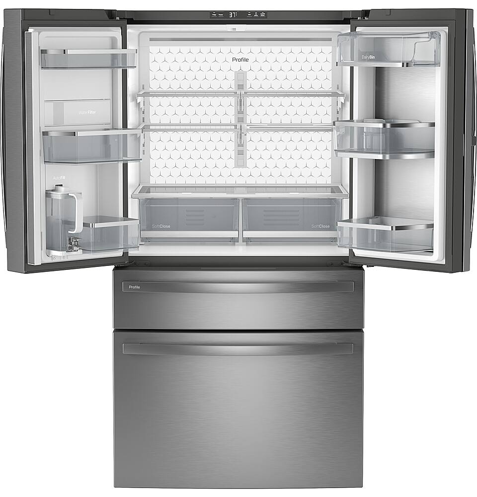 Alt View 1. GE Profile - 29 Cu. Ft. Bottom-Freezer Smart Refrigerator with Adjustable Temperature Drawer - Stainless Steel.