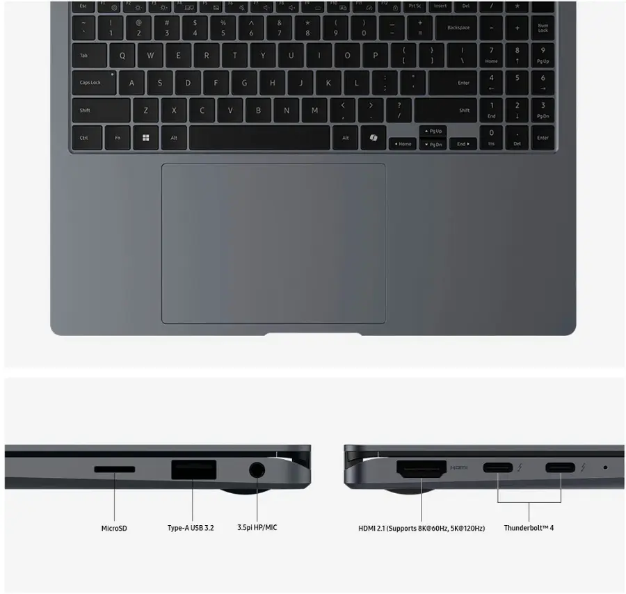 Alt View 17. Samsung - Galaxy Book4 Pro 360 2-in1 16" AMOLED Touch Screen Laptop - Intel Core Ultra 7 - 16GB Memory - 1TB SSD - Moonstone Gray.