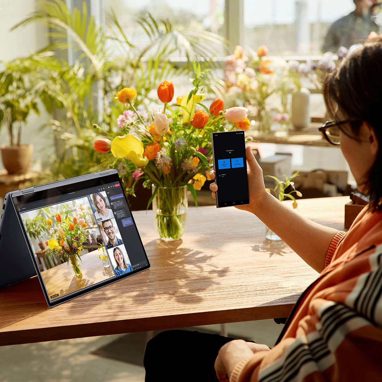 Alt View 18. Samsung - Galaxy Book4 Pro 360 2-in1 16" AMOLED Touch Screen Laptop - Intel Core Ultra 7 - 16GB Memory - 1TB SSD - Moonstone Gray.