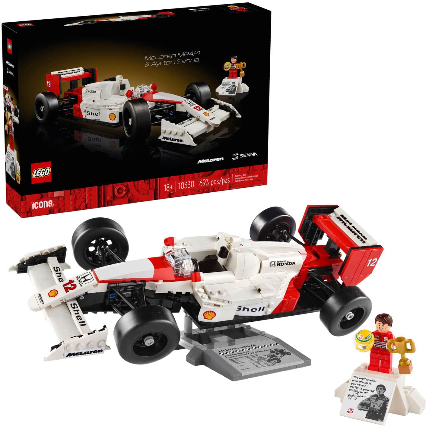 Front. LEGO - Icons McLaren MP4/4 & Ayrton Senna Model Race Car for Adults 10330.