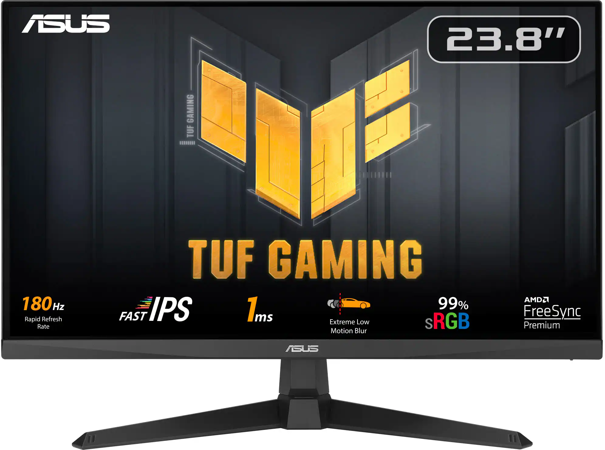 ASUS 23.8' GAMING TUF - 180HZ RAPID REFRESH RATE TUF GAMING IPS 1MS 99% FAST MS sRGB Extreme Low Motion Blur ADA FreeSync Premium E