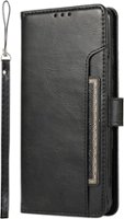 SaharaCase - Genuine Leather Folio Wallet Case for Samsung Galaxy S24 - Black - Front_Zoom
