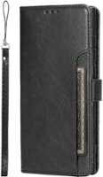 SaharaCase - Genuine Leather Folio Wallet Case for Samsung Galaxy S24 Ultra - Black - Front_Zoom