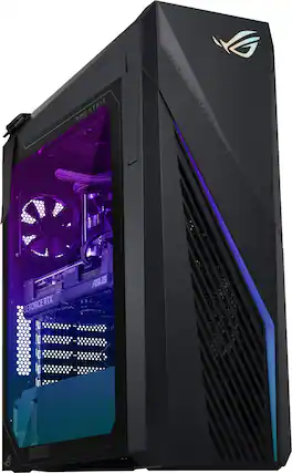 Front. ASUS - ROG Gaming Desktop - Intel Core i7-14700KF - 32GB Memory - NVIDIA GeForce RTX 4070 SUPER - 2TB SSD - Black.