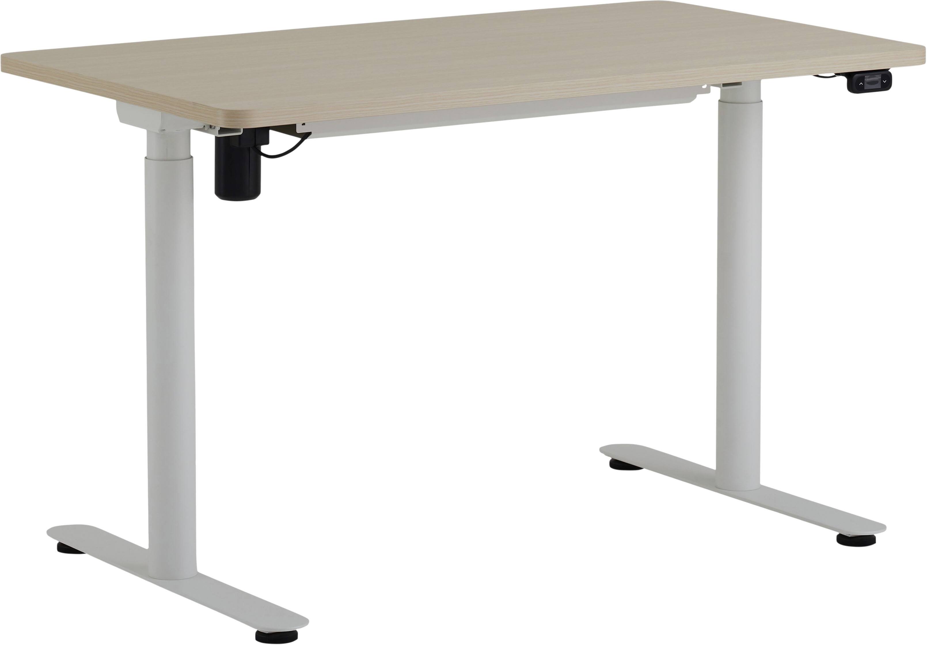 Angle View: Steelcase - AMQ Sit-to-Stand Desk - White Base Light Oak Top