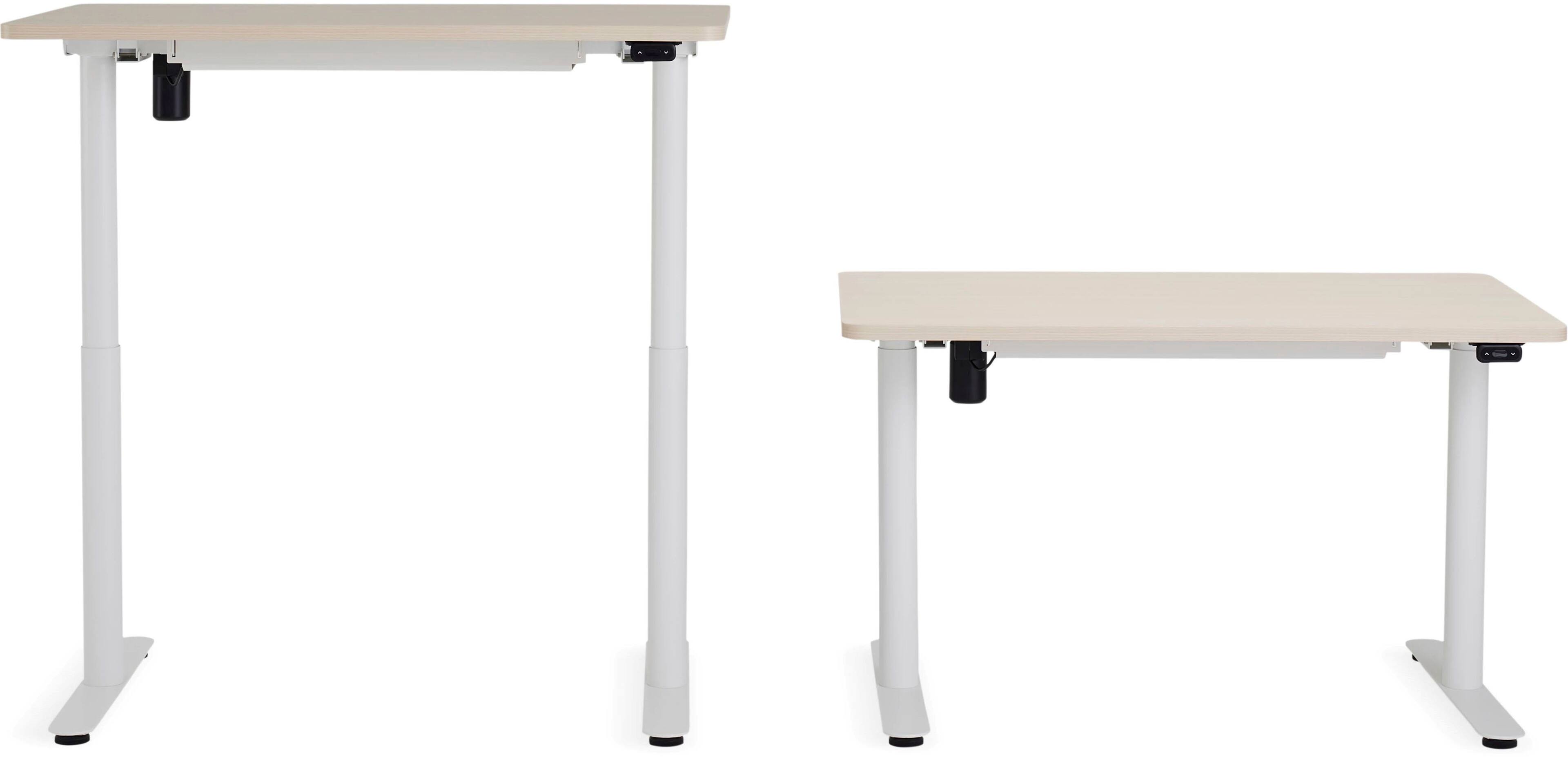 Alt View 11. Steelcase - AMQ Sit-to-Stand Desk - White Base Light Oak Top.