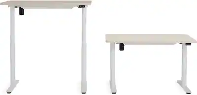 Steelcase - AMQ Sit-to-Stand Desk - White Base Light Oak Top Steelcase - AMQ Sit-to-Stand Desk - White Base Light Oak Top