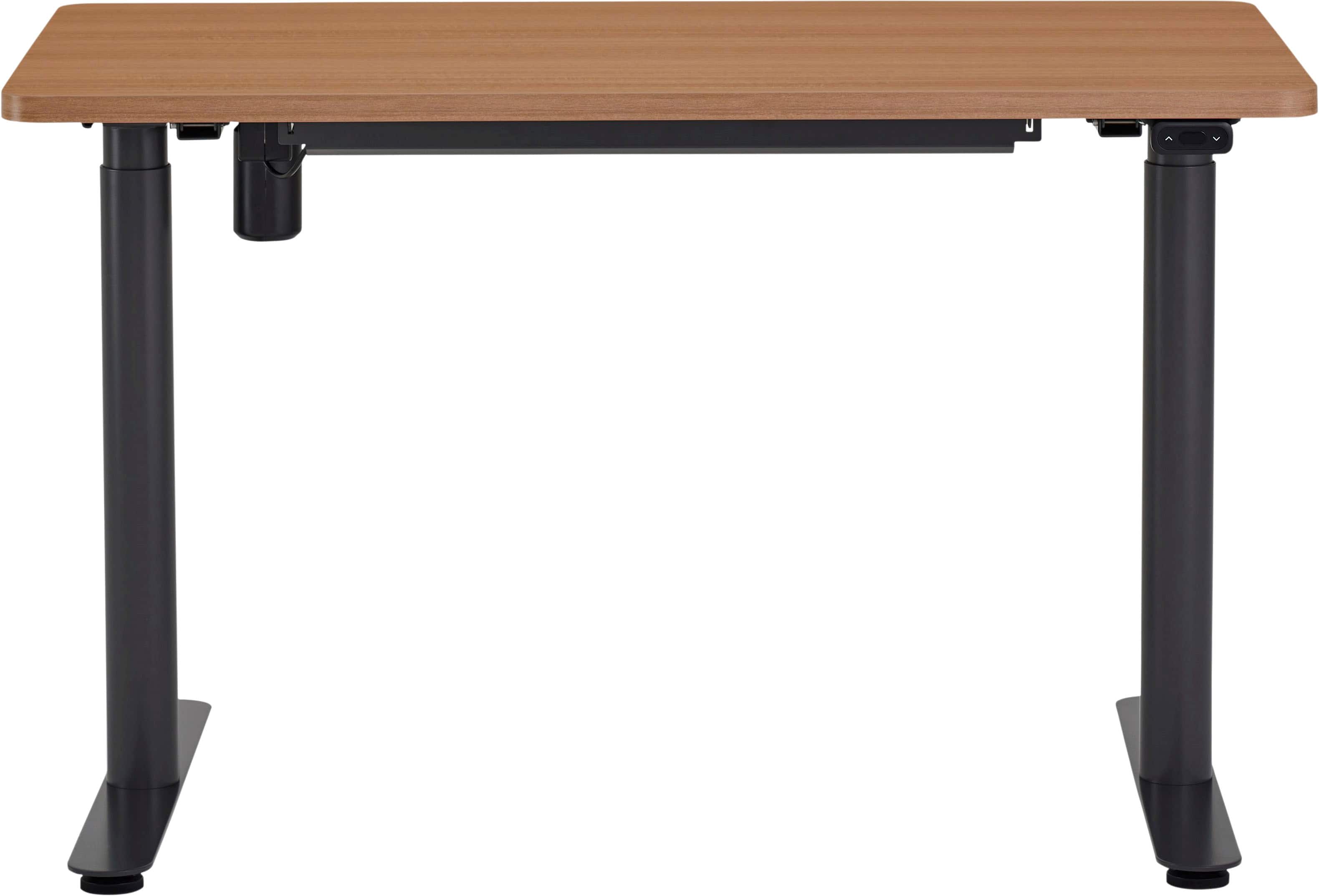 Steelcase - AMQ Sit-to-Stand Desk - Merele Base Dark Oak Top - Front_Zoom