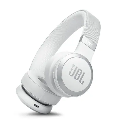 Front. JBL - Wireless On-Ear Headphones with True Adaptive Noise Cancelling - White.
