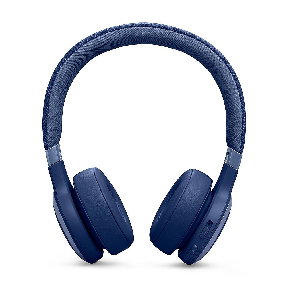 Left. JBL - Wireless On-Ear Headphones with True Adaptive Noise Cancelling - Blue.