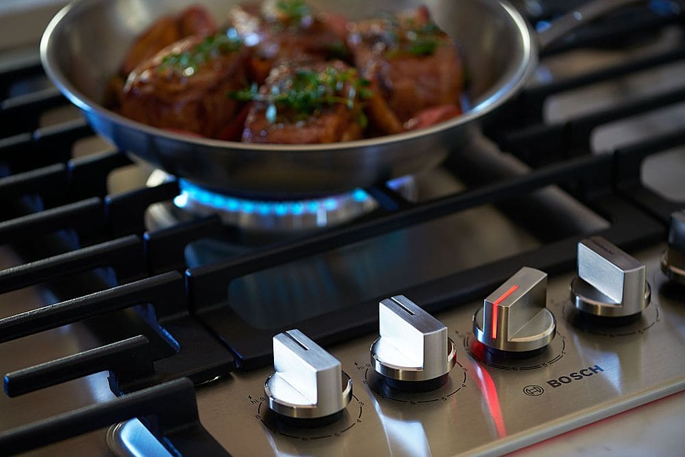 Alt View 15. Bosch - 800 Series 36" Built-In Gas Cooktop with 5 burners with FlameSelect - Stainless Steel.