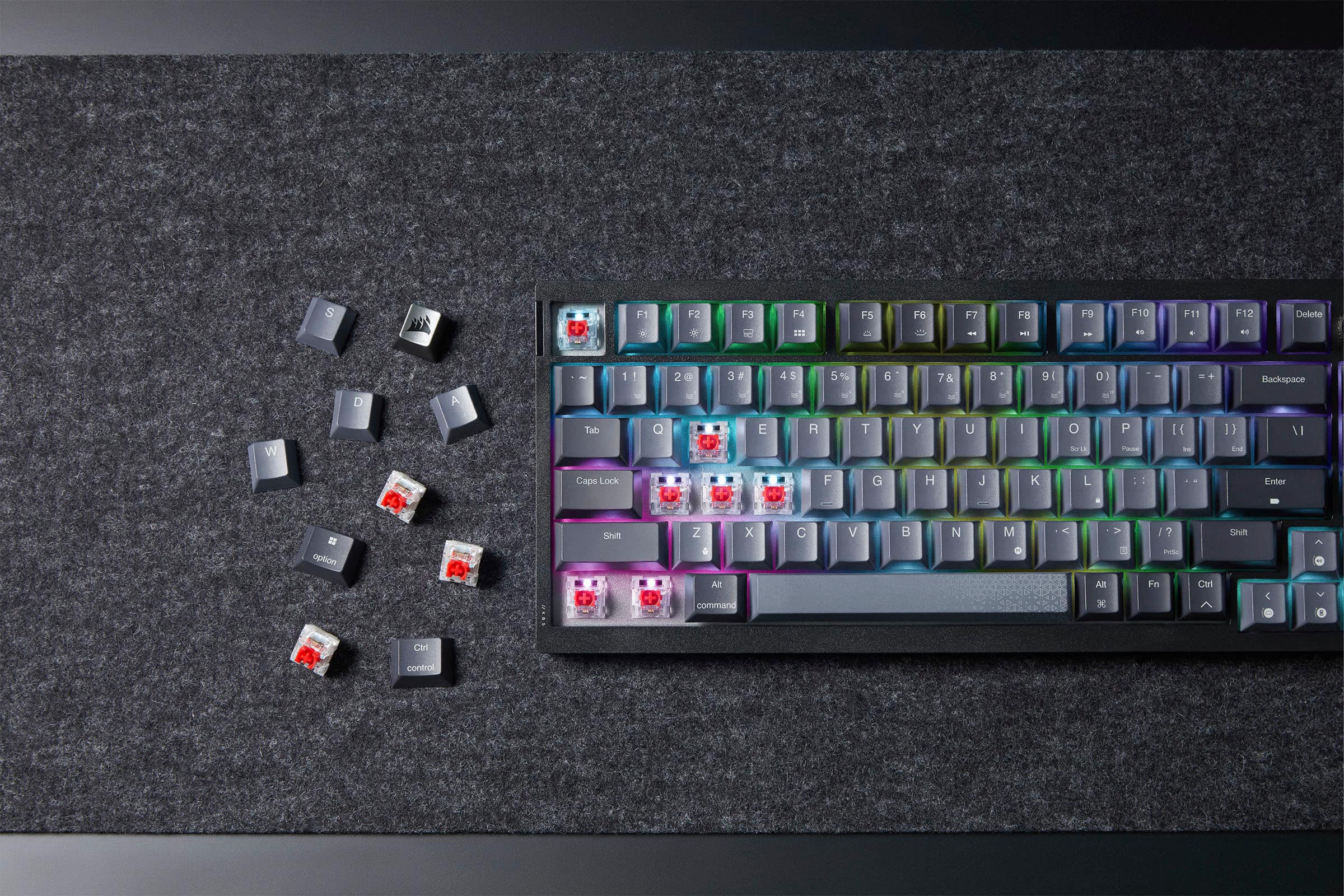 Alt View 22. CORSAIR - K65 PLUS WIRELESS 75% RGB Mechanical Pre-Lubricated MLX Red Linear Switch Gaming Keyboard with Hot-Swappable Switches - Black/Gray.