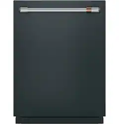 Café - 24" Top Control Smart Built-In Stainless Steel Tub Dishwasher with 3rd Rack, UltraWash and 44 dBA - Matte Black - Front_Zoom