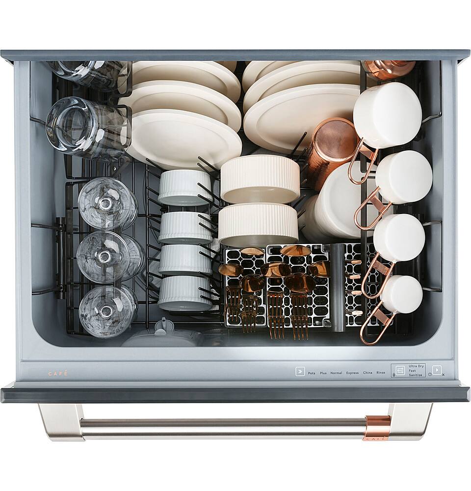 Alt View 22. Café - Energy Star Certified Smart Single Drawer Dishwasher with 6 Wash Cycles, Water Leak Sensor, and Knock to Pause Feature - Stainless Steel.