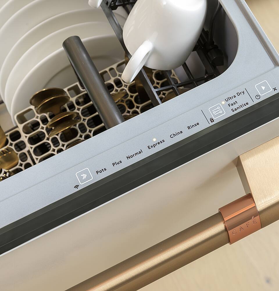 Alt View 27. Café - Energy Star Certified Smart Single Drawer Dishwasher with 6 Wash Cycles, Water Leak Sensor, and Knock to Pause Feature - Stainless Steel.